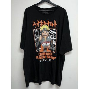 Naruto Shippuden Mens Black Graphic T-shirt Ichiraku Ramen Shop 3XL Anime Crew